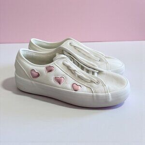 SINCERELY JULES Tag Pink White Heart Print Sneakers Size 8.5